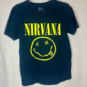 Nirvana smiley face classic logo band tee